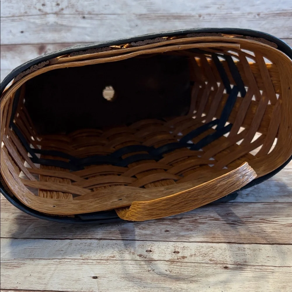 Signed 2005 vinyl Woven Basket Blue Stripes